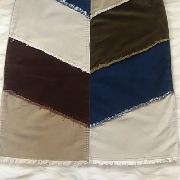 Vintage boho corduroy/denim patchwork skirt Small - Picture 3 of 7